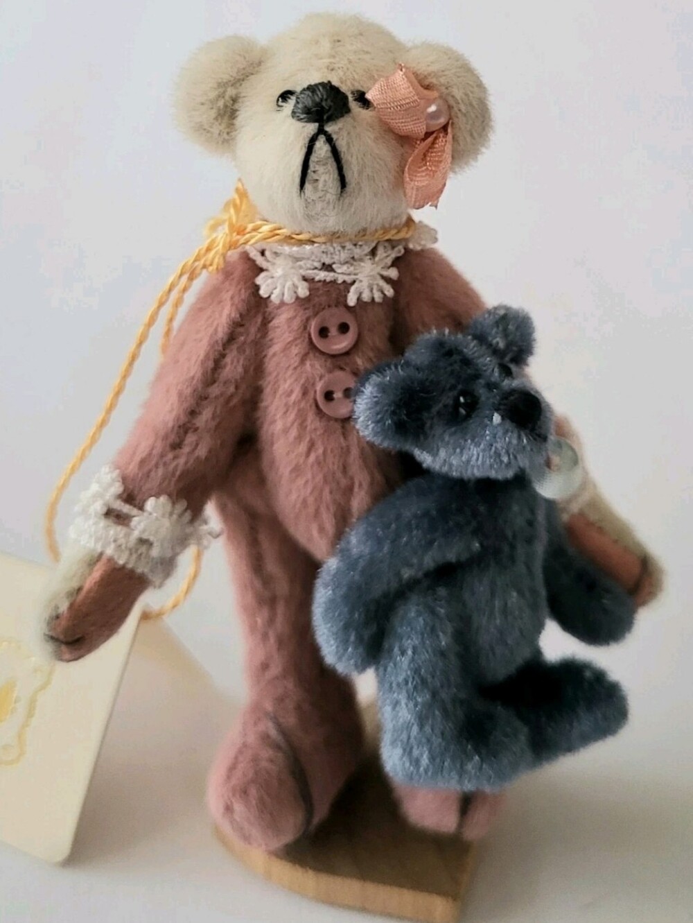 DEB CANHAM "AMELIA & BABY BLUE" 3" LITTLE GEM BEAR WITH BABY BEAR
